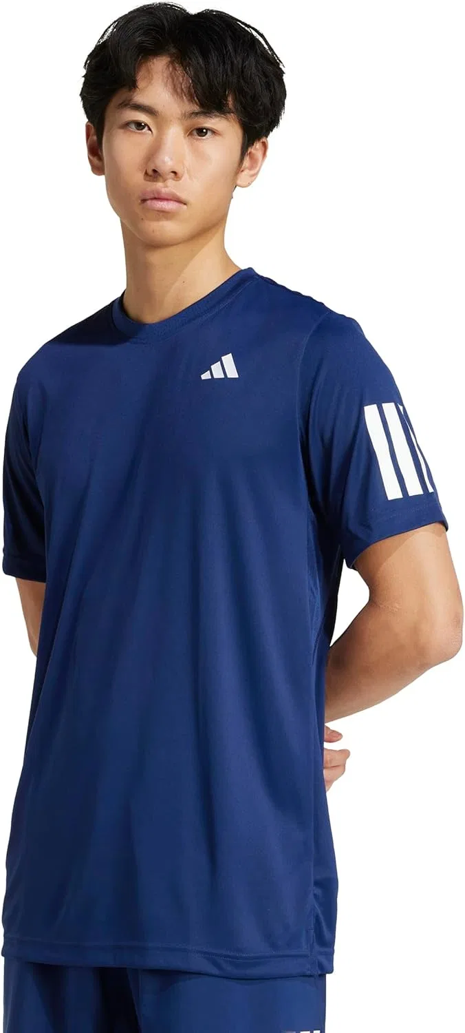 Футболка Adidas Mens Club Tennis Climacool с 3 полосками, темно-синий