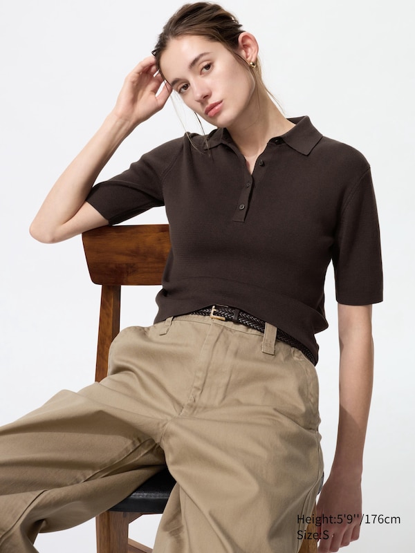 

Джемпер поло (короткий рукав) Uniqlo, коричневый