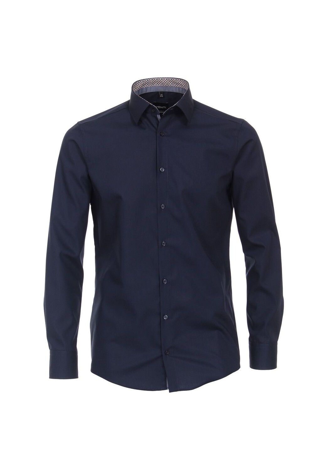 

Мужская деловая рубашка однотонного современного кроя Venti, темно-синий