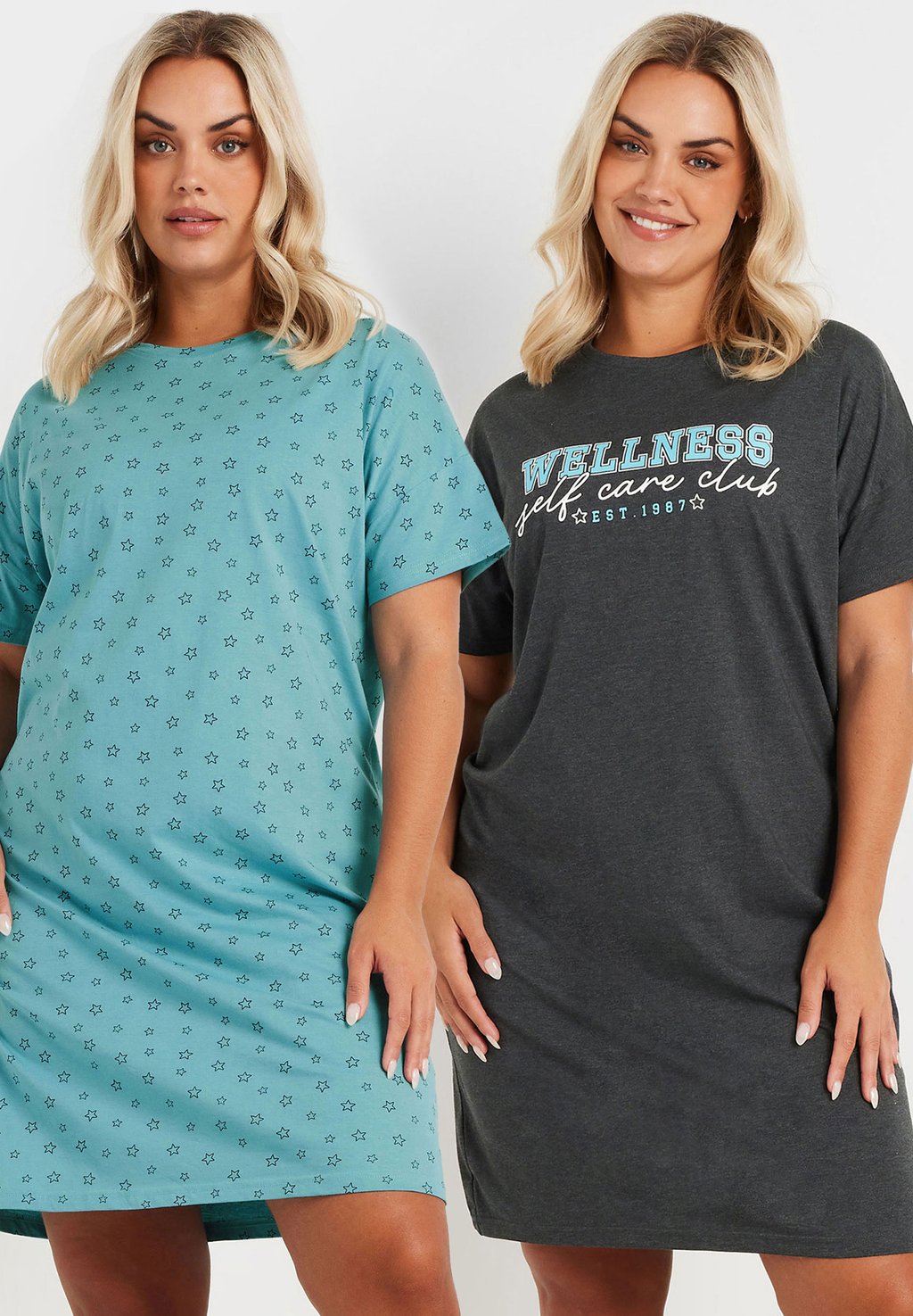 

Ночная рубашка 2 PACK WELLNESS STAR PRINT Yours Clothing, синий