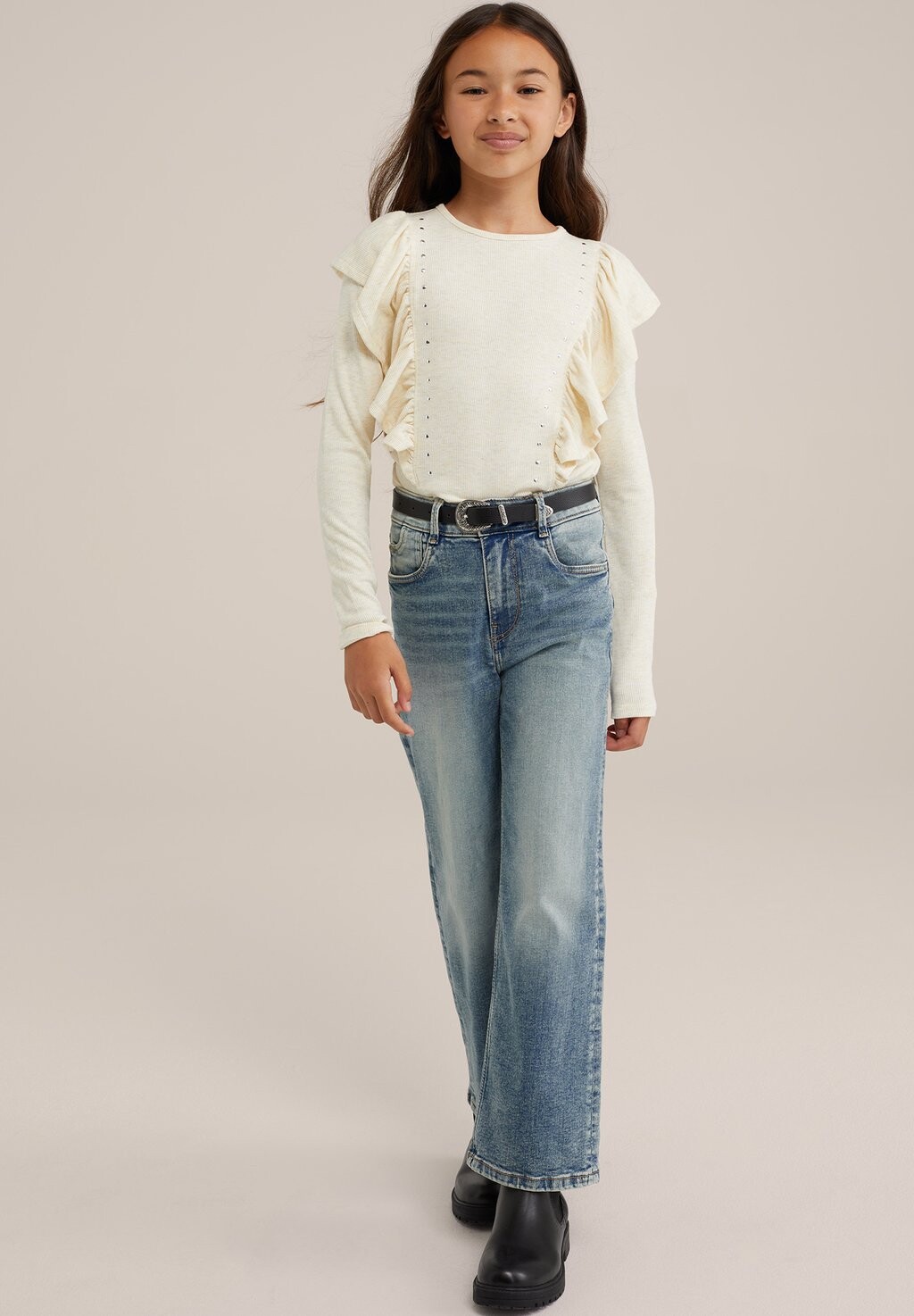 

Футболка с длинным рукавом WE Fashion, кремовый