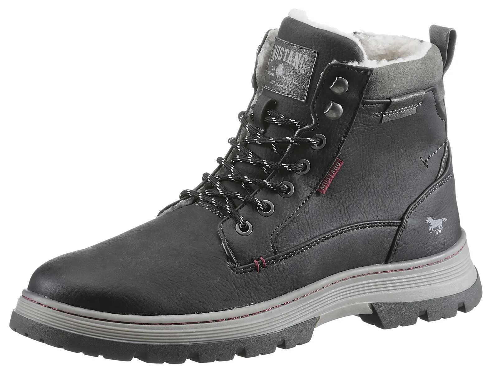 

Ботинки на шнуровке Mustang Shoes с нашивкой-логотипом и этикеткой, серый