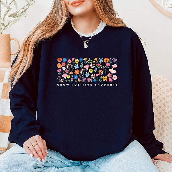 

Свитшот женский с принтом "Grow positive thoughts floral" Simply Sage Market, True Navy, Зеленый, Свитшот женский с принтом "Grow positive thoughts floral" Simply Sage Market, True Navy