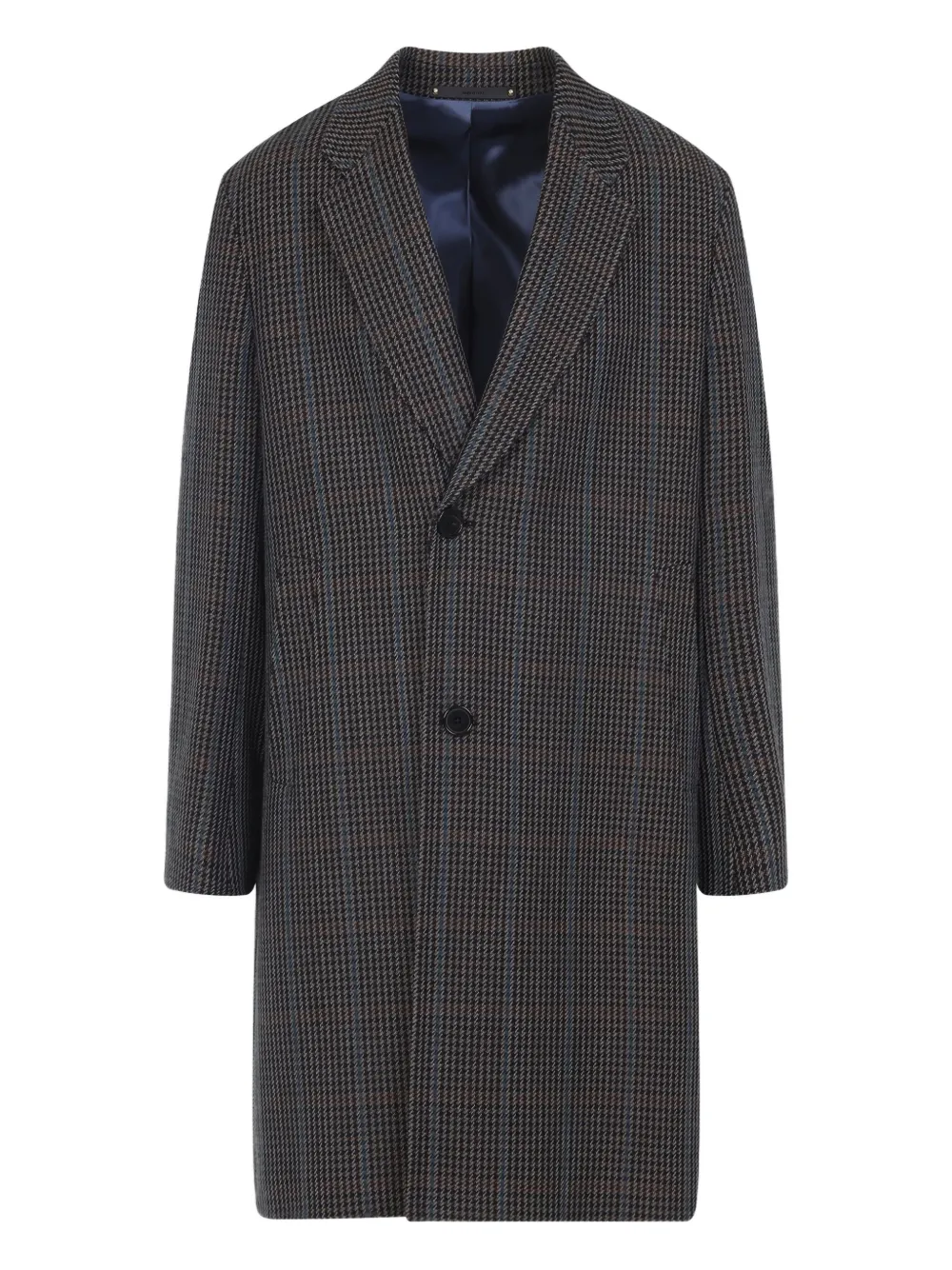 

Однобортное шерстяное пальто в ломаную клетку Paul Smith, черный
