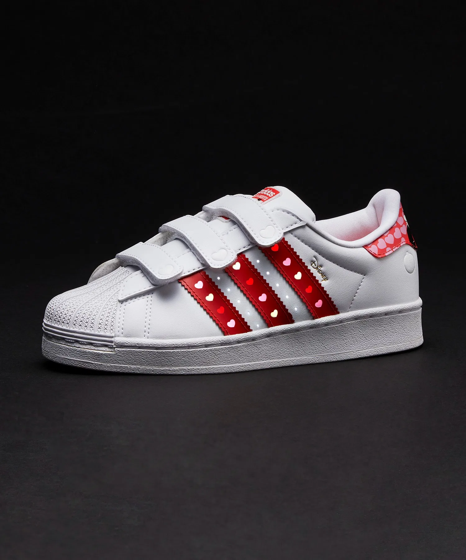 Детские кроссовки Adidas Disney Superstar LED Lights Comfort Closure бело-красные — фото 2