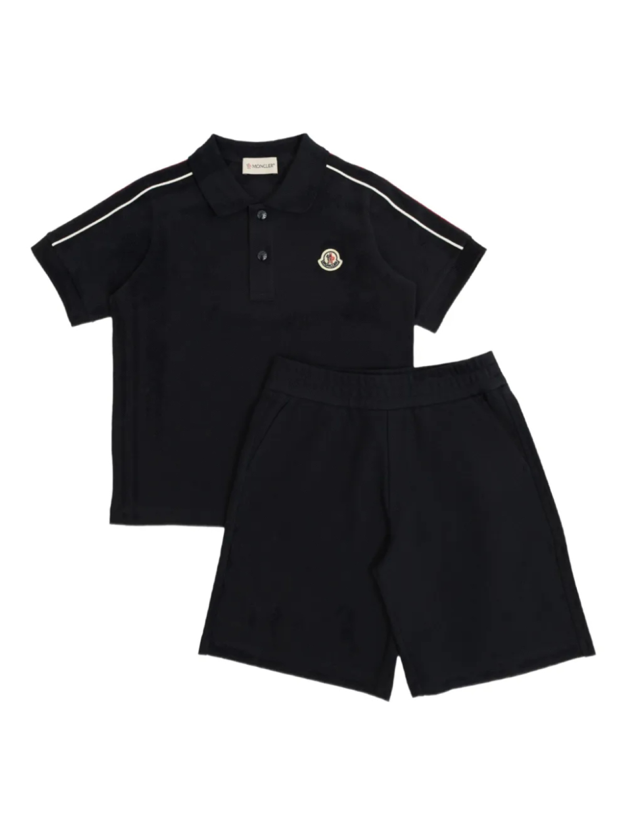 

Комплект из хлопковых шорт с трехцветной отделкой Moncler Enfant, черный