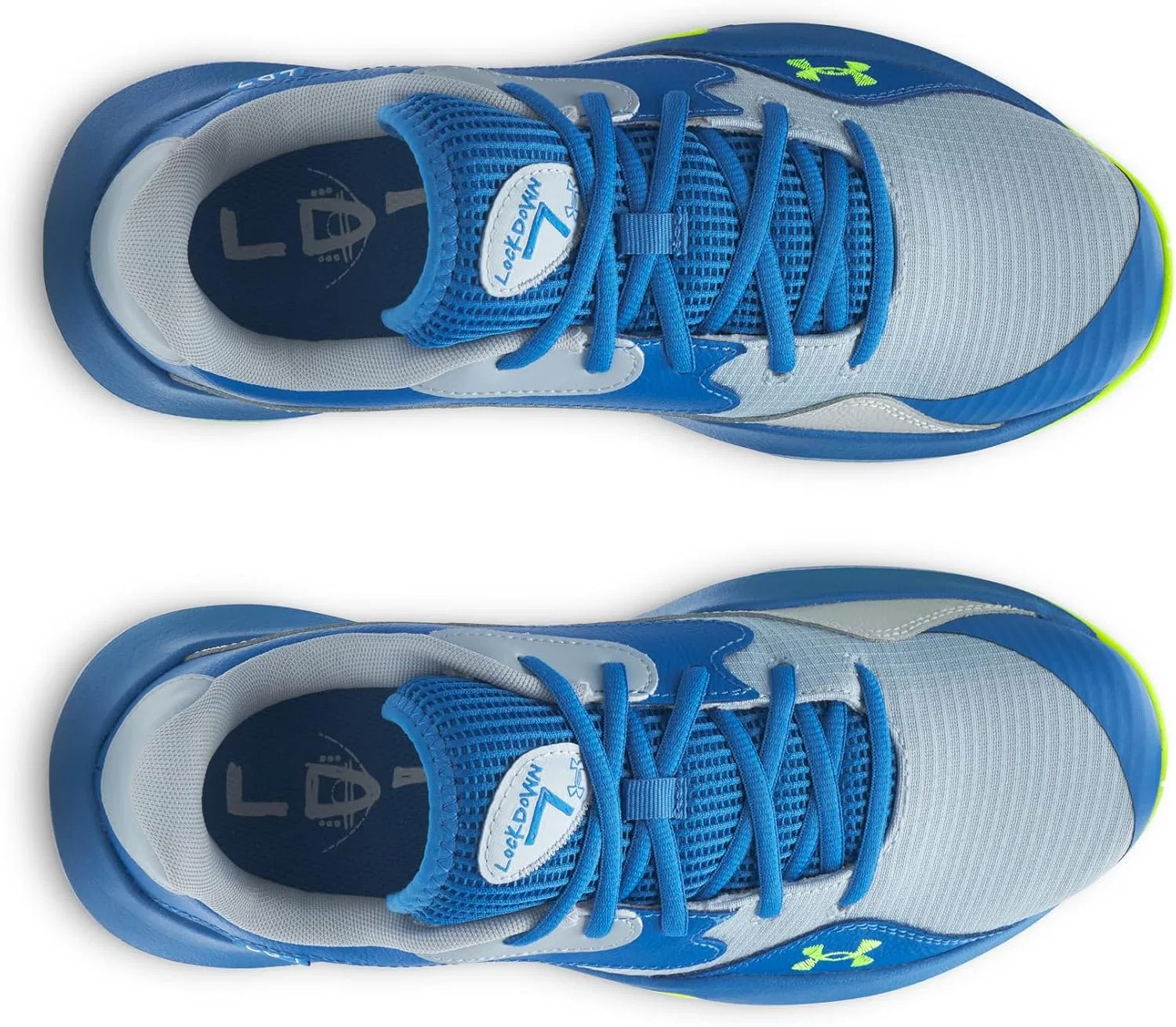 Мужские баскетбольные кроссовки Under Armour UA Lockdown 7 Low, 2-Blue Calm Blue Atlantis High Vis Yellow — фото 4