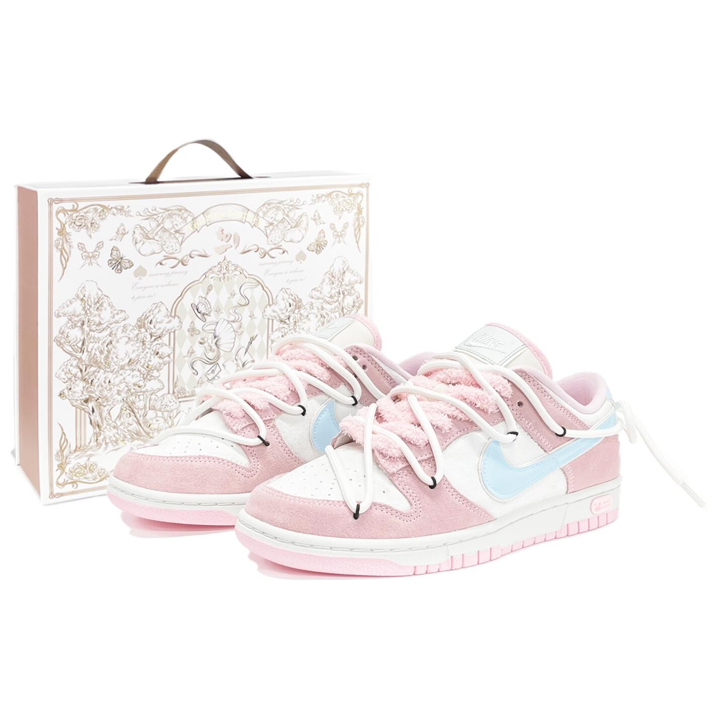 

Кроссовки Nike Dunk Skateboard Shoes Women's Low-Top Beige Pink
