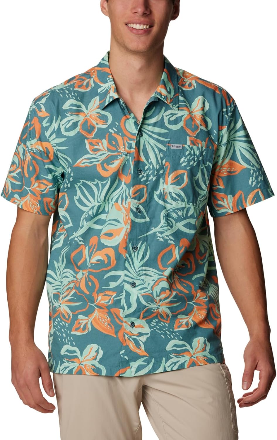 

Мужская рубашка Columbia Super Tamiami с длинным рукавом, Tranquil Teal Wildwaters Print