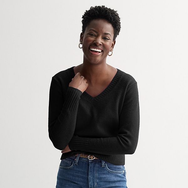 

Женский легкий свитер с v-образным вырезом Sonoma Goods For Life, Pitch Black