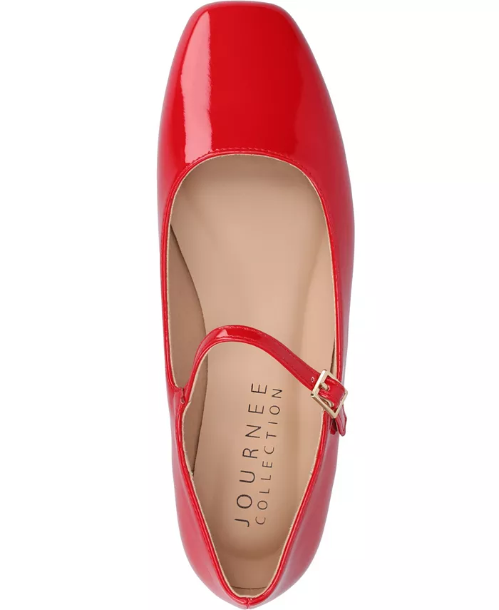 Женские балетки Carrie с квадратным мысом в стиле Mary Jane Journee Collection, красный — фото 4