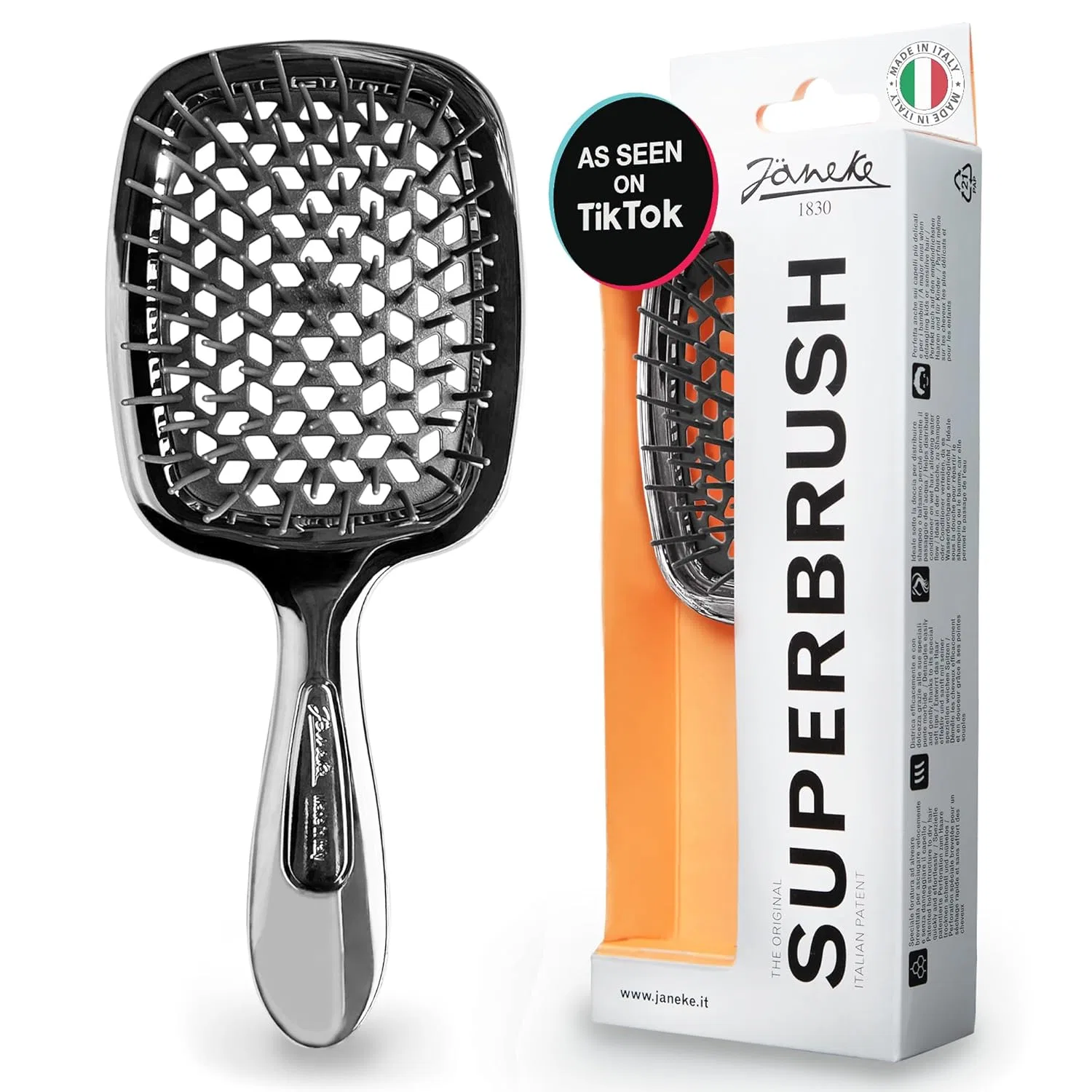Расческа для распутывания волос «Superbrush» от Janeke Jäneke, Silver Superbrush