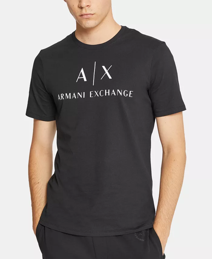 

Мужская однотонная футболка с логотипом A|X Armani Exchange, черный