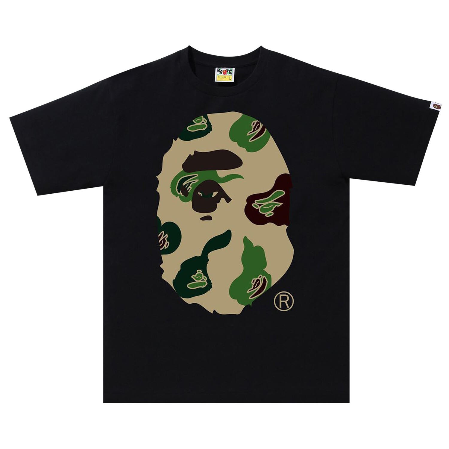 

Футболка BAPE Def Camo Big Ape Head, цвет черный/бежевый