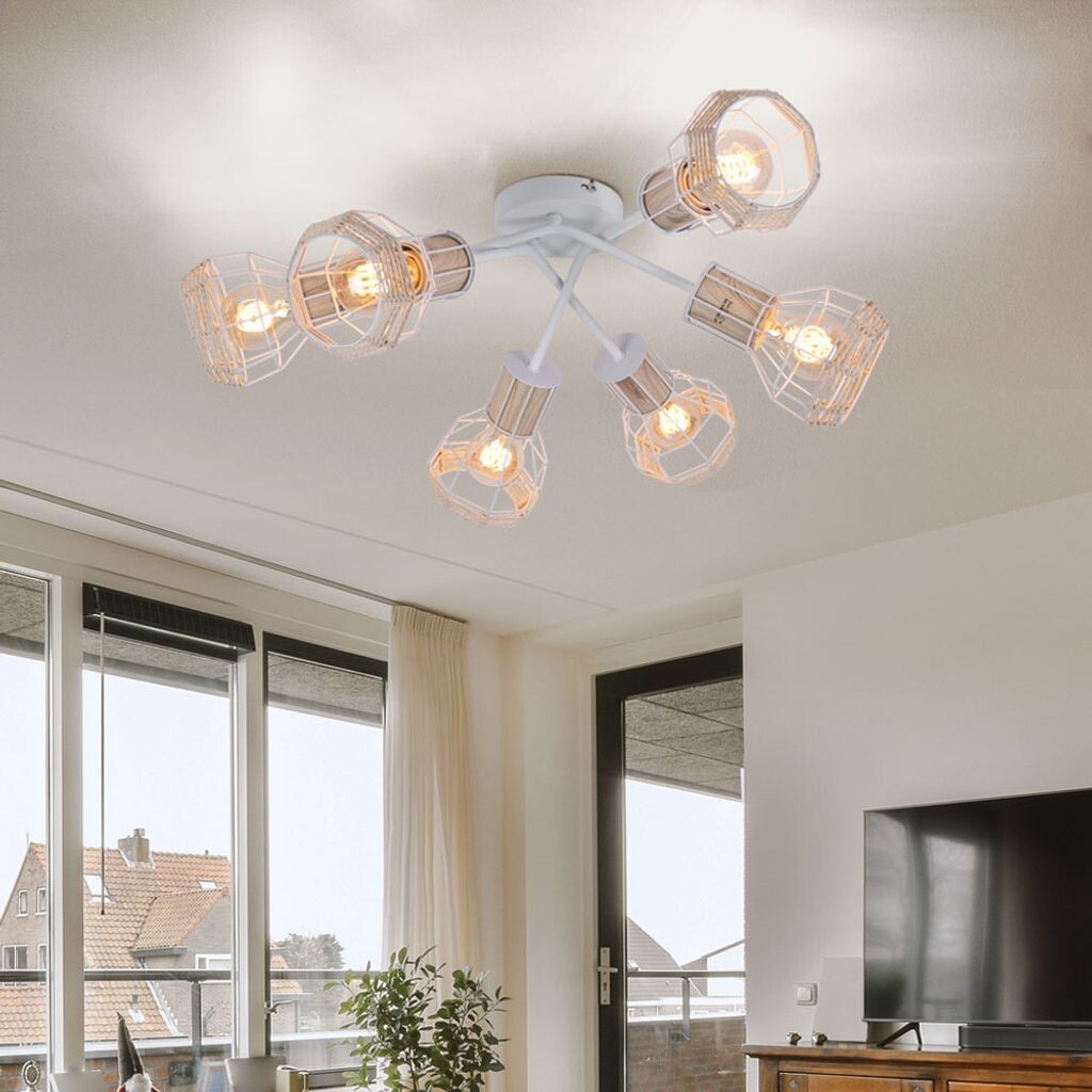 

Потолочный светильник, белый, дерево, оттенок рафия, натуральный, D 70 см Globo Lighting