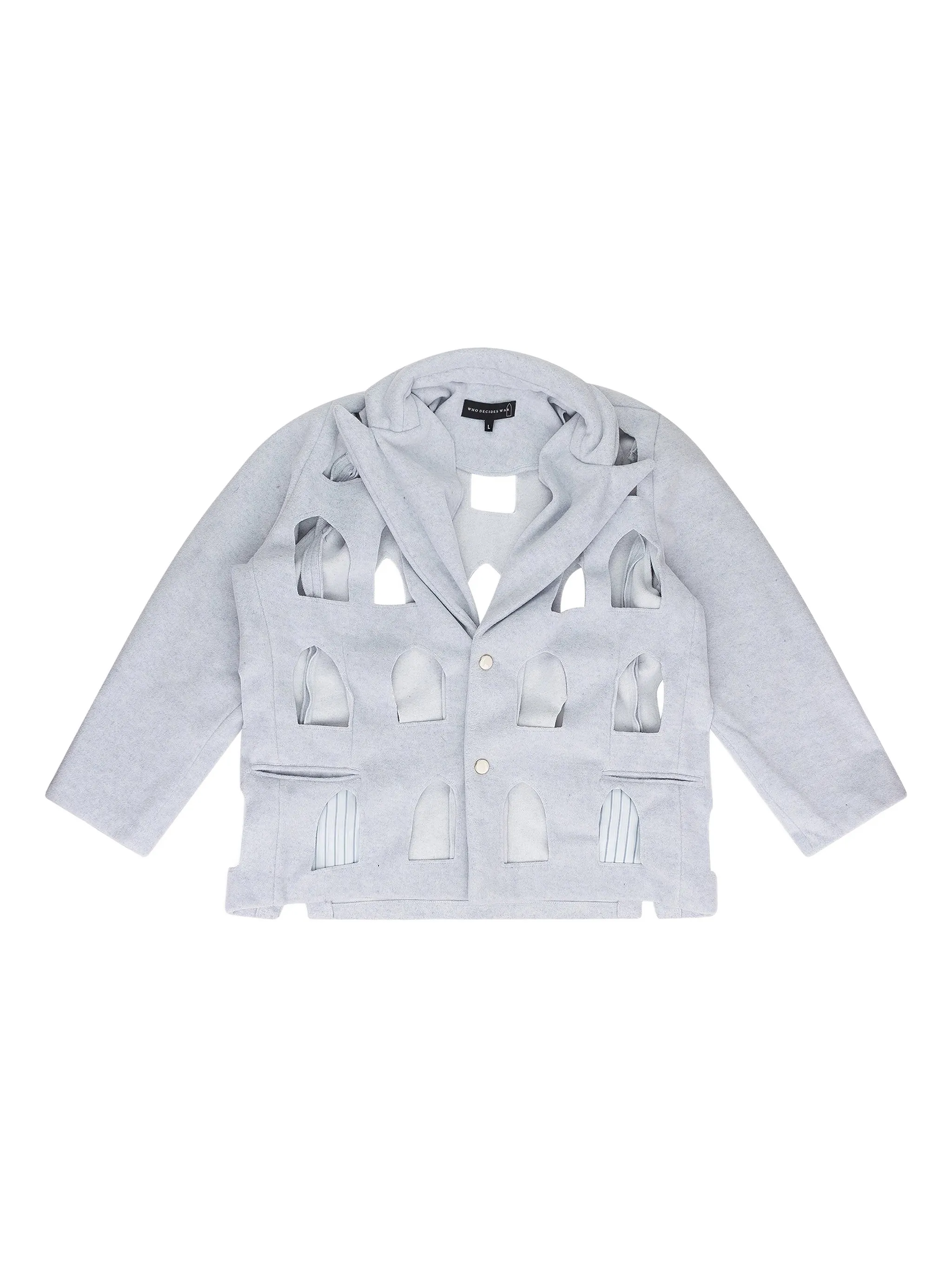 

Блейзер с вырезанной деталью Who Decides War, серый