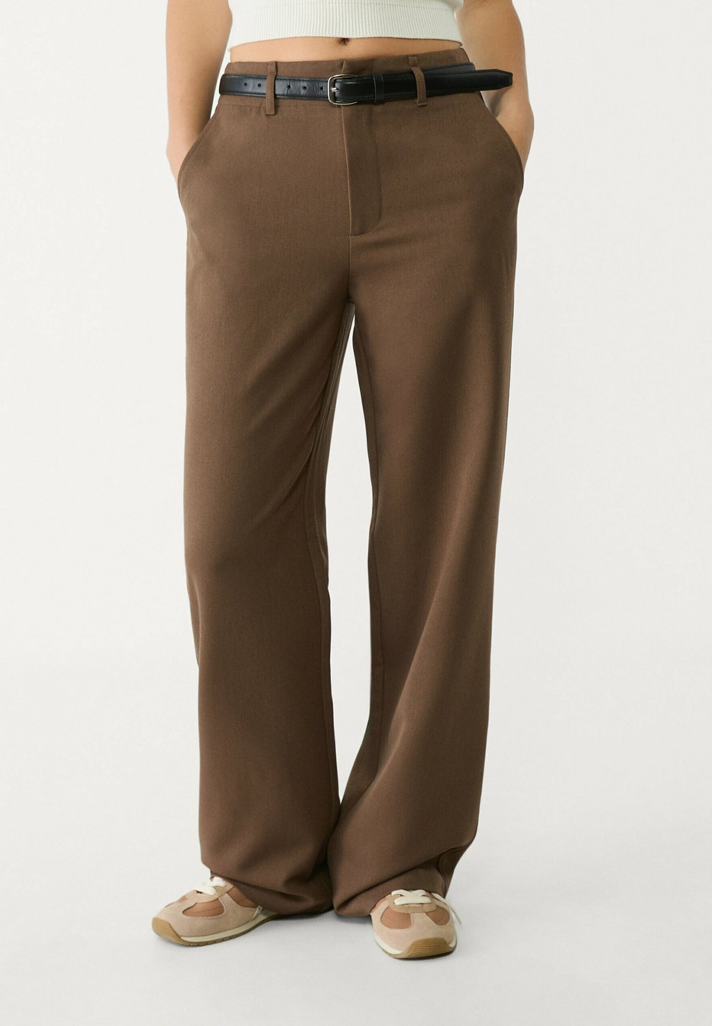 

Брюки FLOWING -LEG SMART Stradivarius, темно-коричневый
