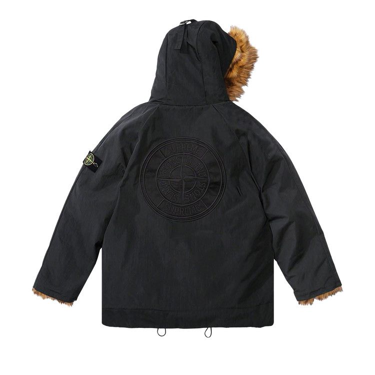 Парка Supreme x Stone Island Formula Steel Reversible Faux Fur Parka, Black — фото 2