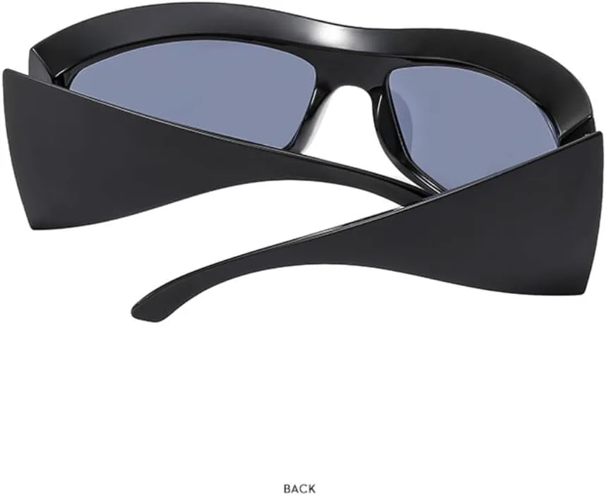 

Панк-очки большого размера «кошачий глаз» для женщин, мужские, для активного отдыха, велоспорта, спорта, защита от УФ-излучения UV400 TVTBBVV, Bright Black Gray