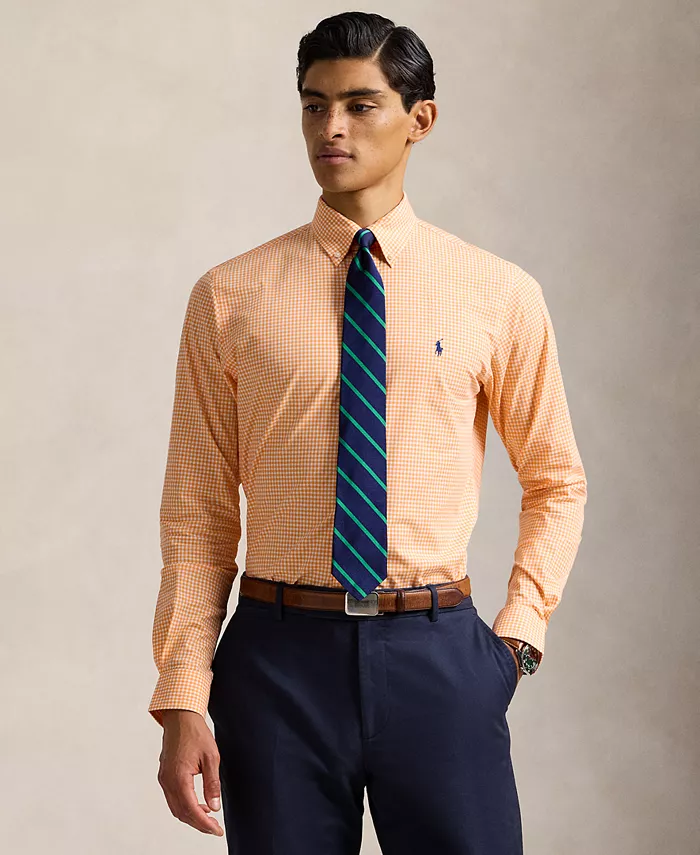 

Мужская классическая рубашка из стрейч-поплина в клетку Polo Ralph Lauren, оранжевый