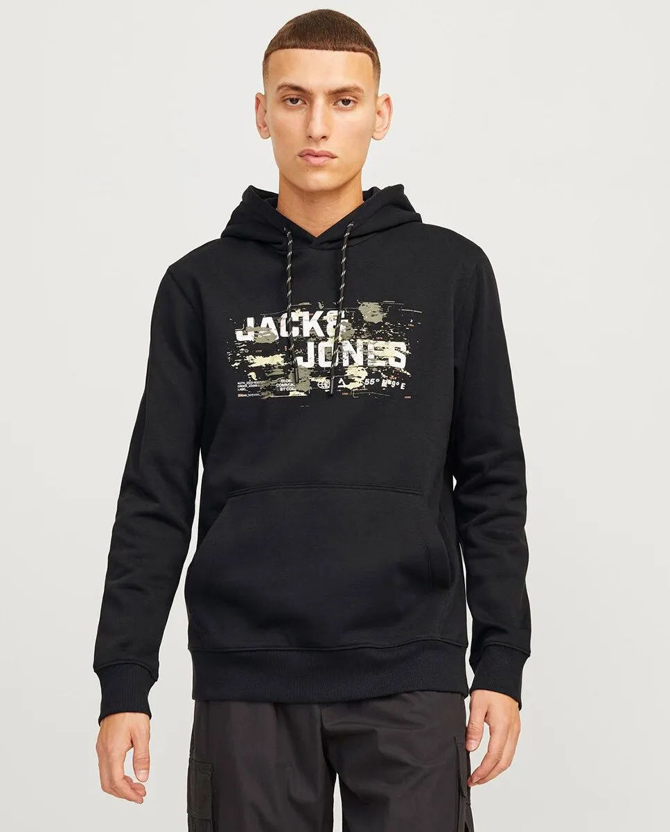 

Мужская толстовка с длинными рукавами и вышивкой спереди Jack & Jones, черный