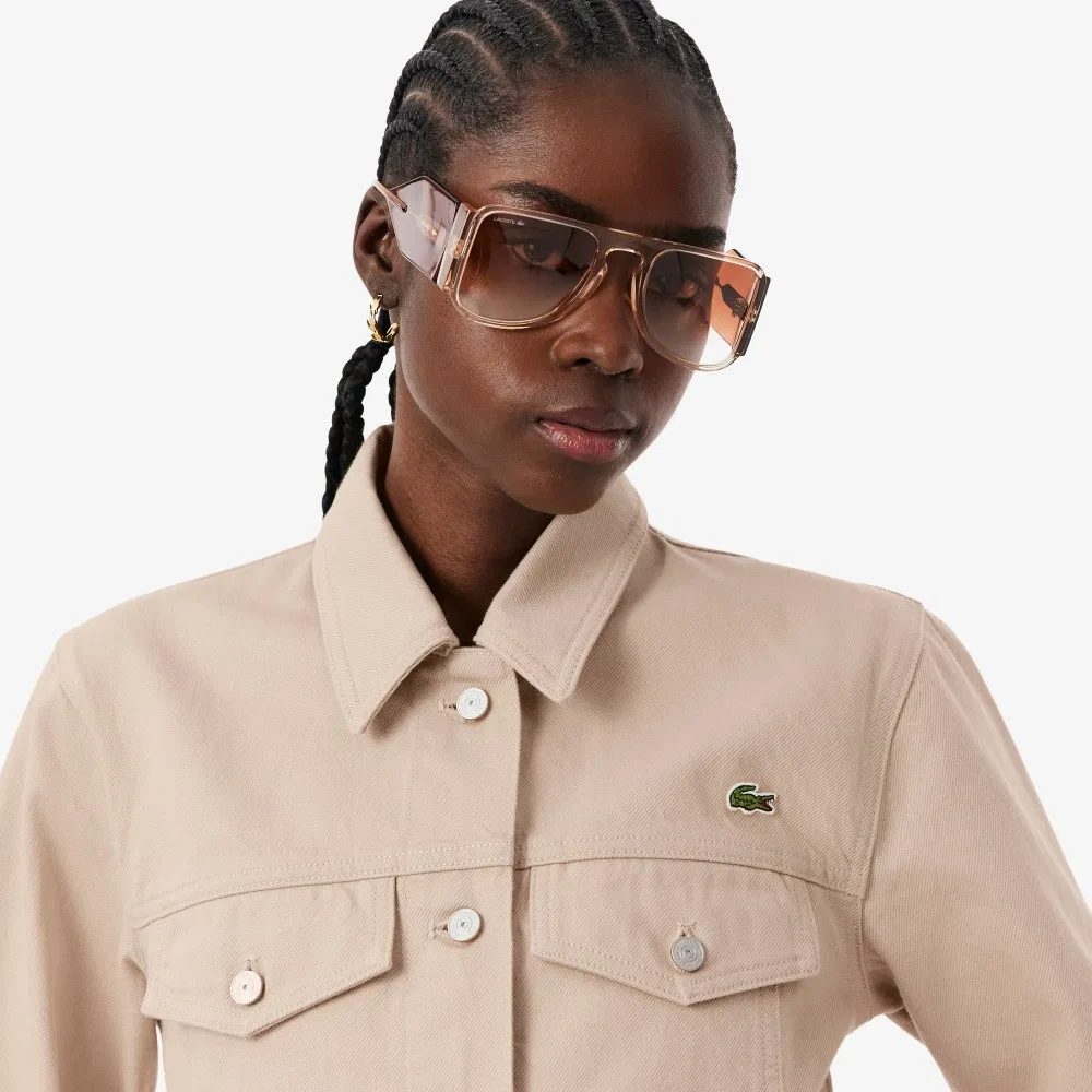 Куртка джинсовая Lacoste Tracker, бежевая — фото 2
