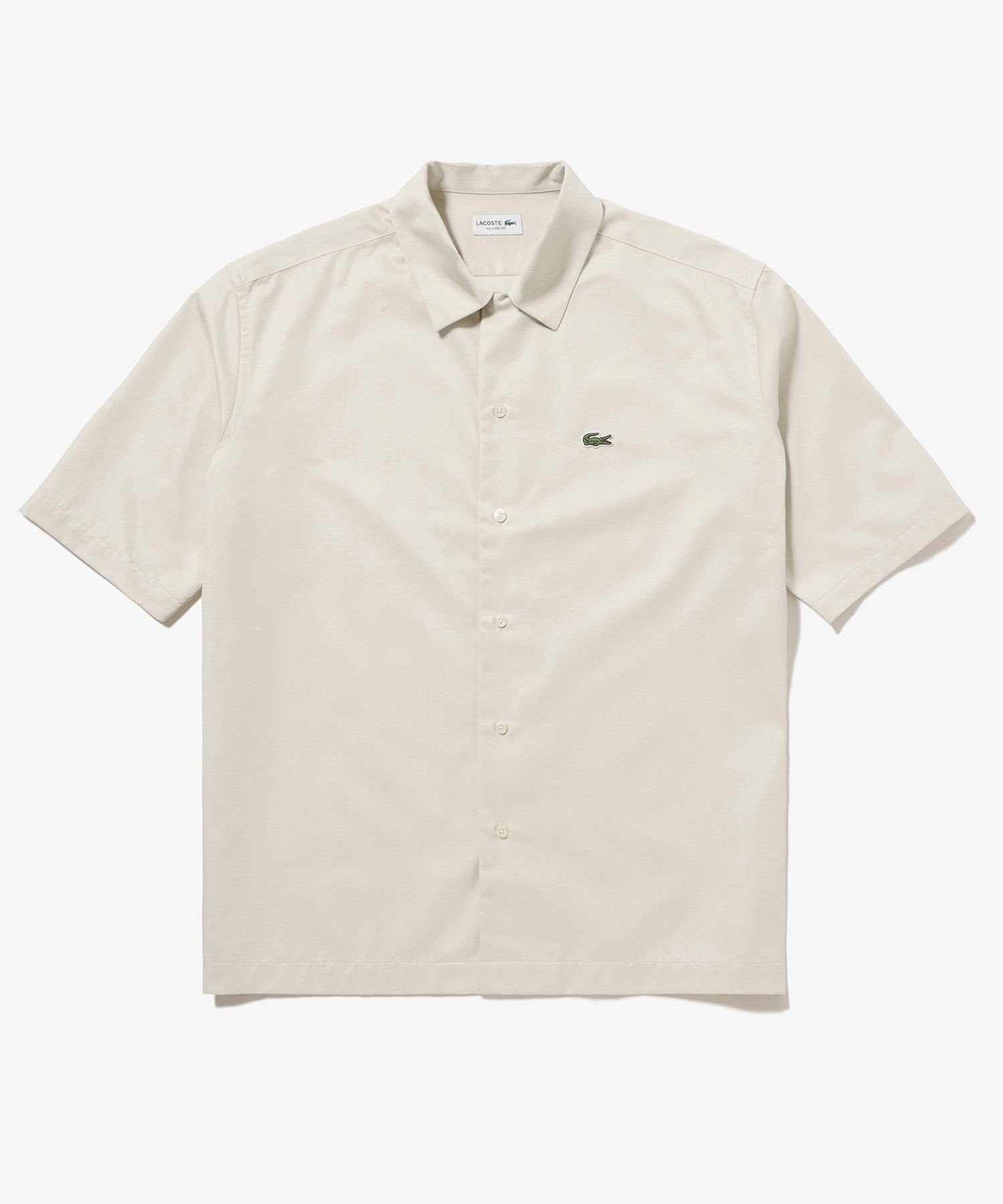 Рубашка с открытым воротником из смесовой шелковой ткани LACOSTE, Off white — фото 3