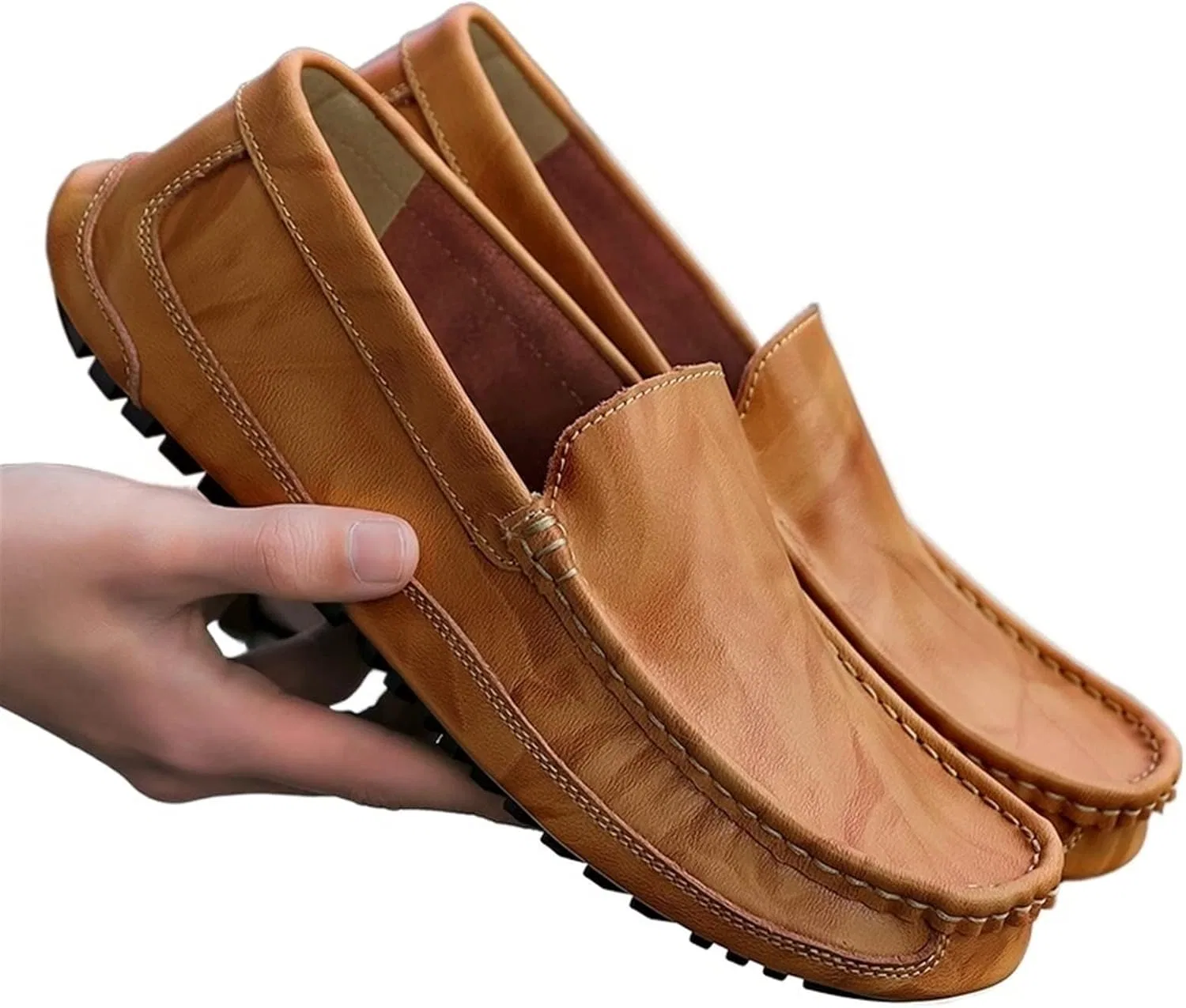 Generic Мужские классические туфли, кожаные туфли, повседневная мужская обувь, удобные качественные кожаные туфли для вождения (желтые, размер 47)
