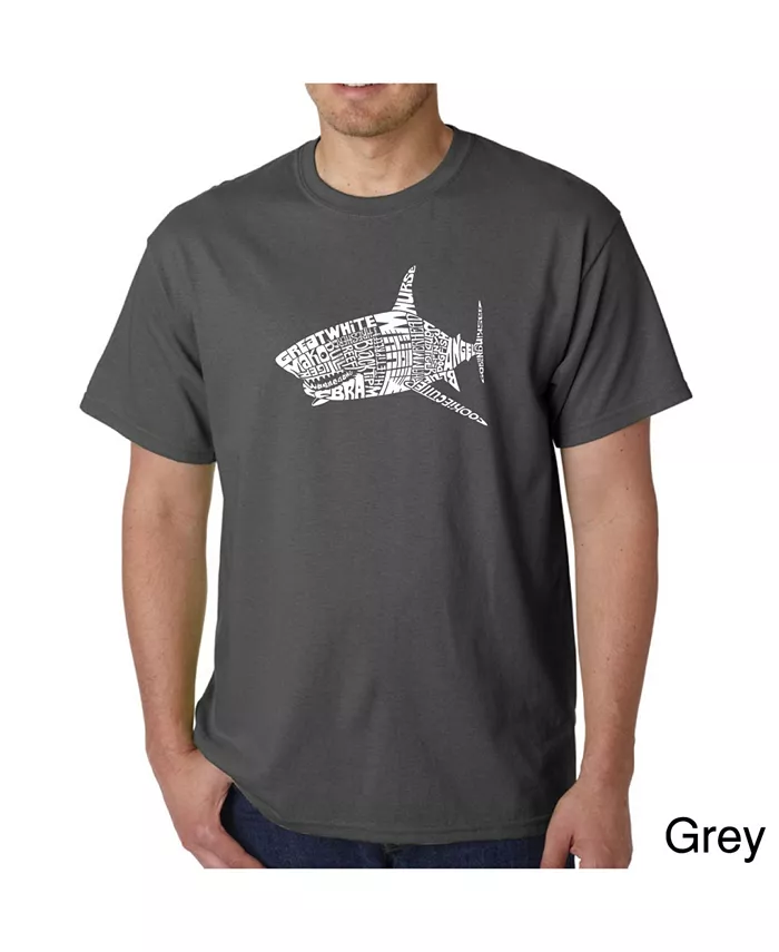 

Мужская футболка с принтом - Shark Species LA Pop Art, серый