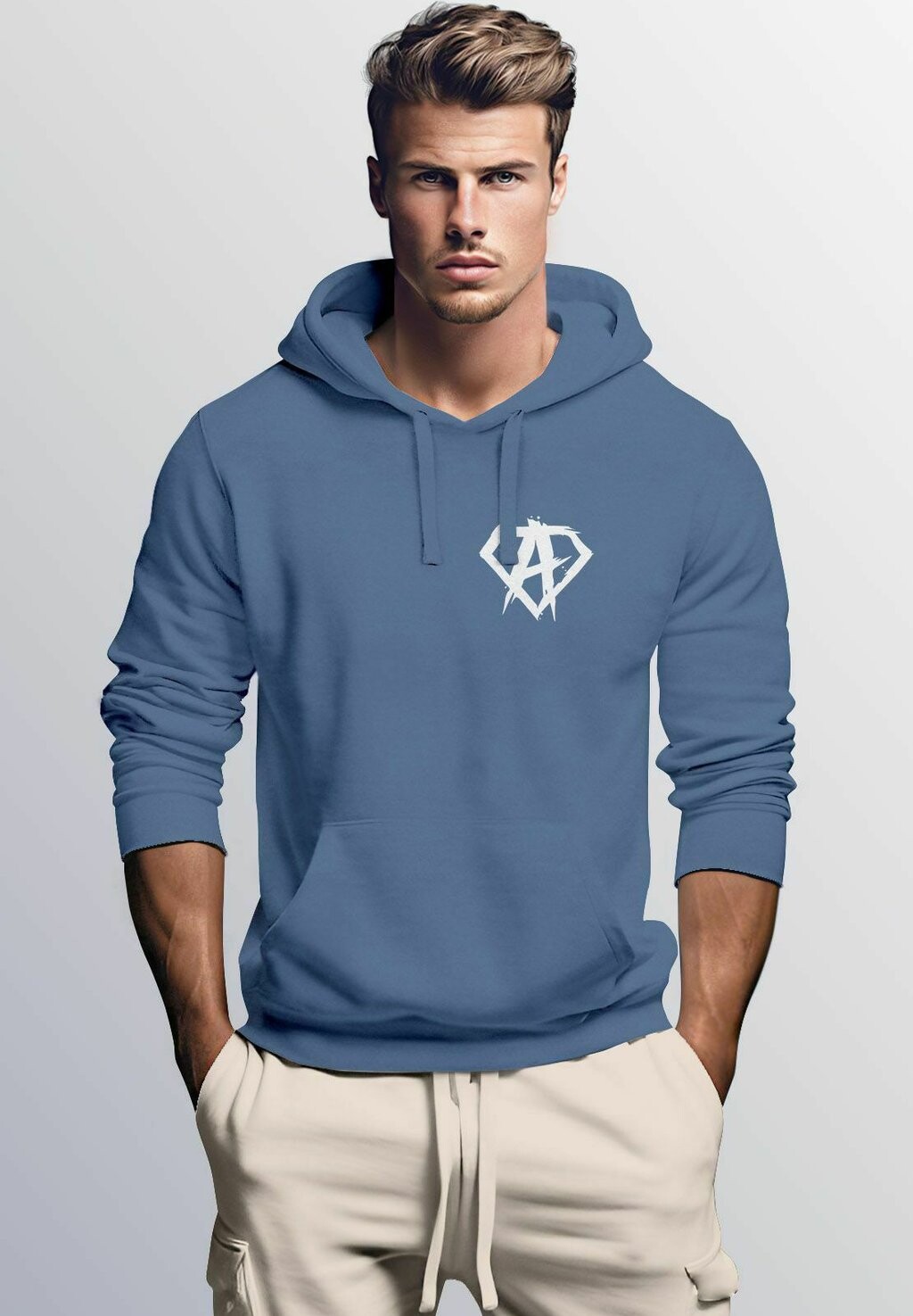 

Толстовка с капюшоном PRINT AUFDRUCK ALPHA SUPERHERO GYM ANARCHY BADGE LOGO FASHION STREETTYLE Neverless, синий