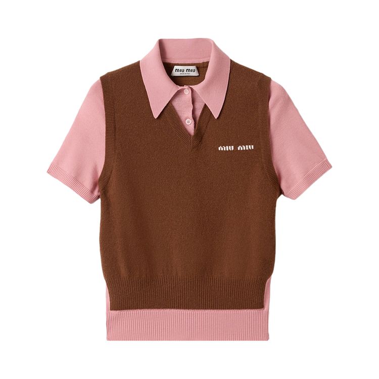 

Свитер Miu Miu Cashmere Wool Polo Sweater 'Tobacco/Pink', розовый
