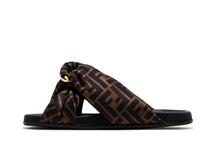 Кроссовки Fendi Wmns Feel FF Satin Slide 'Brown', коричневый — фото 3