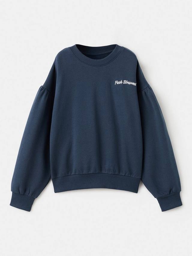 

Детский хлопковый свитшот с принтом на спине Mango, Navy