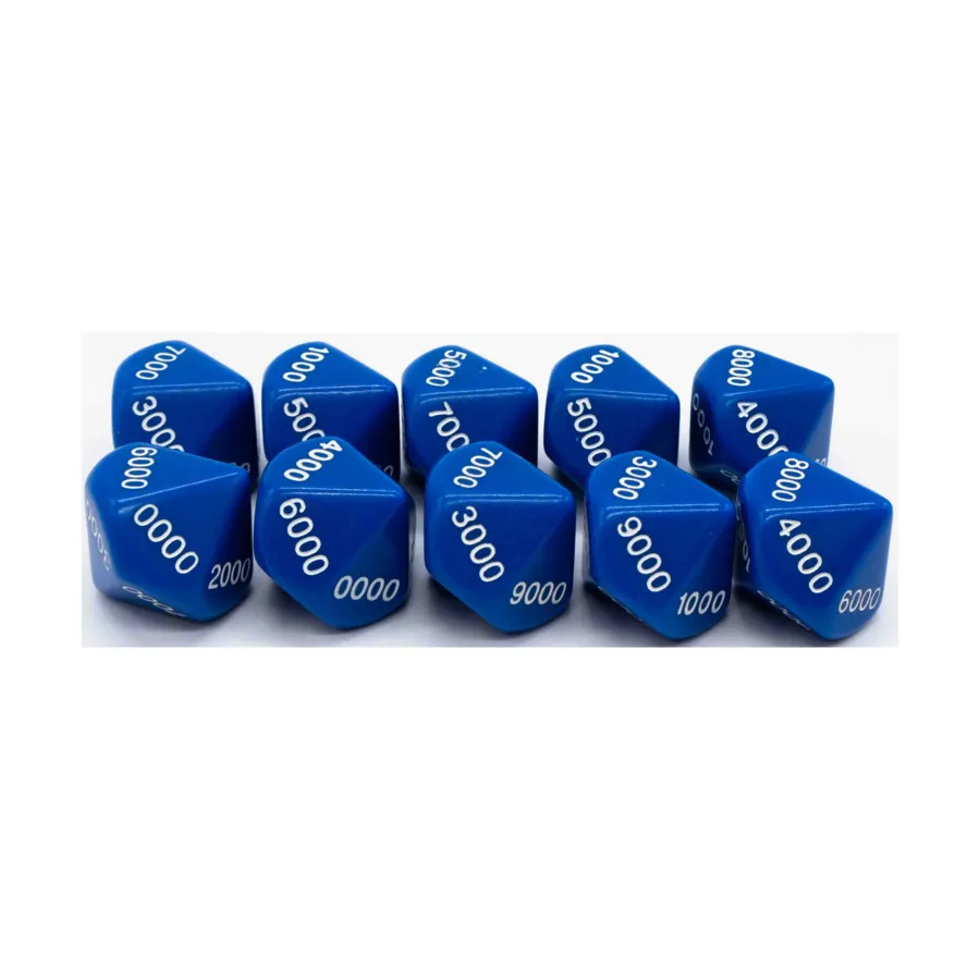 

d10 Десятичные игральные кости — синие с белыми (тысячи) (10), Dice - Symbols, Functional & Unique Dice