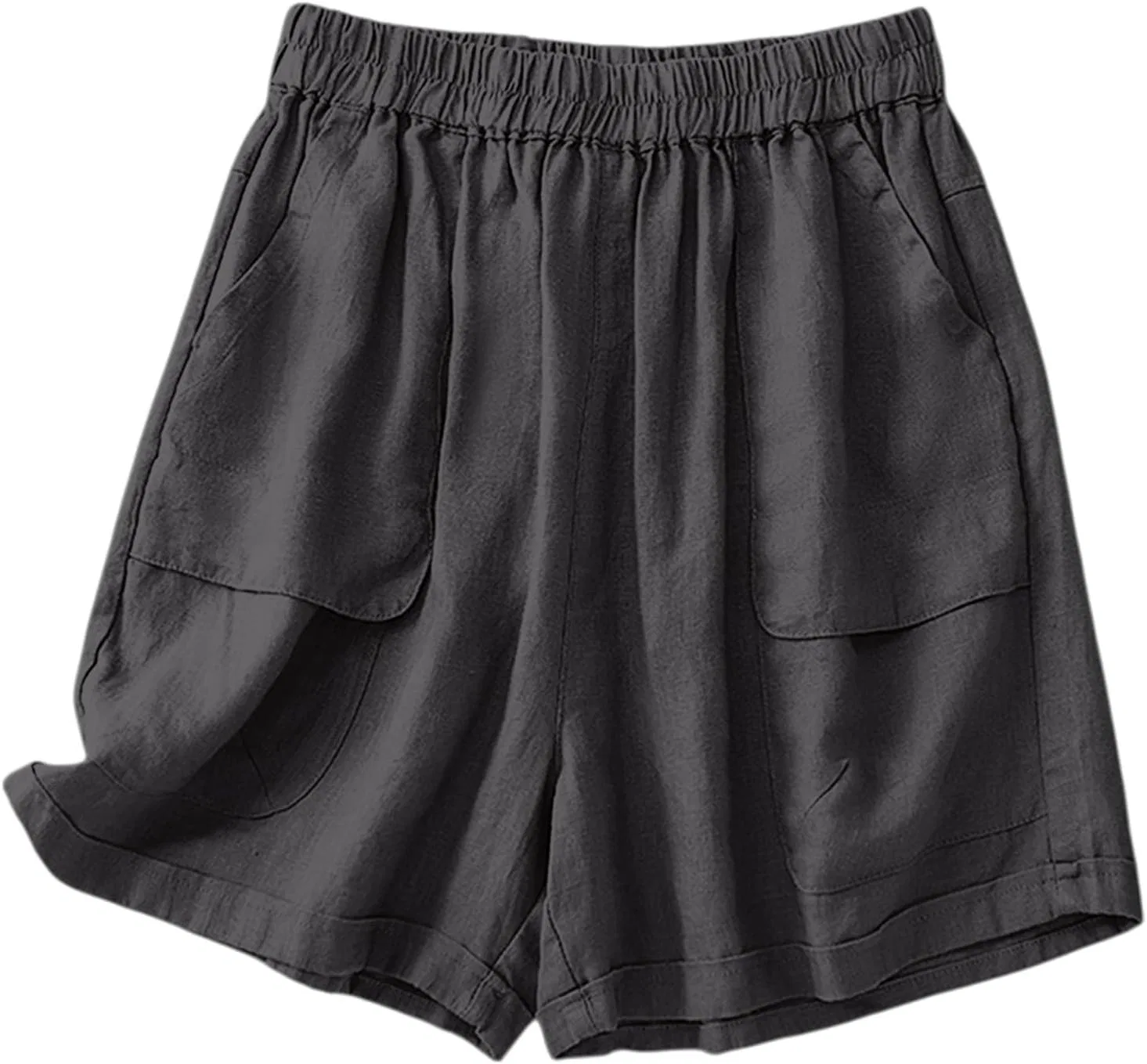 Бермуды женские, хлопково-льняные, с карманами, Dark Gray