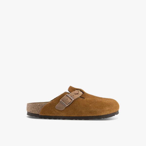 

Замшевые сабо boston с тисненым логотипом Birkenstock, цвет braided mink