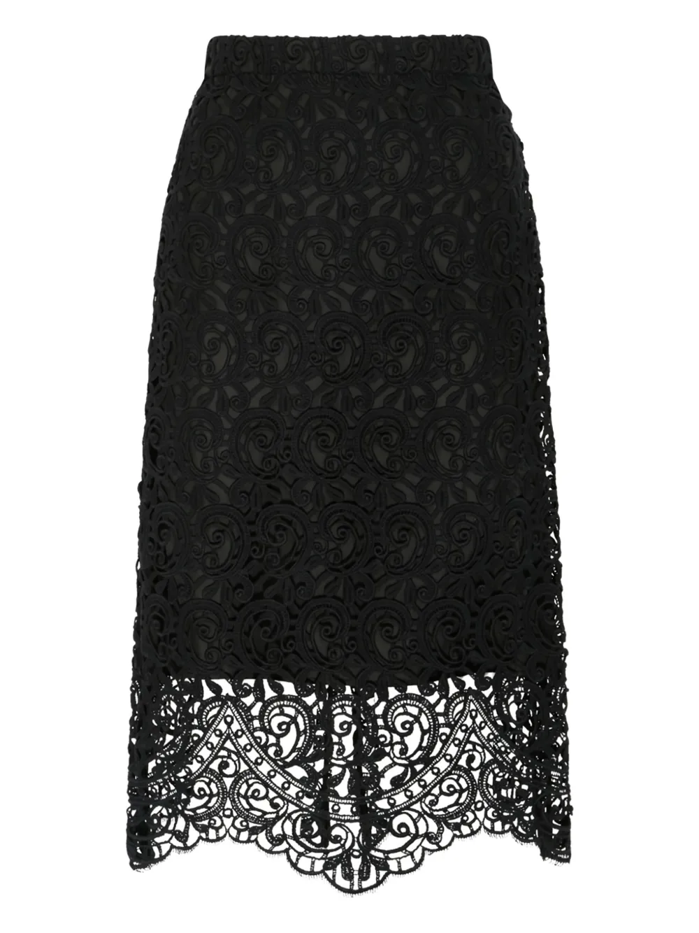 

Кружевная юбка миди BURBERRY, черный