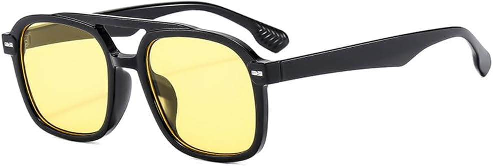 

Солнцезащитные очки с двойной перемычкой для женщин и мужчин с заклепками, прозрачные, желтые, синие, UV400, для занятий спортом на открытом воздухе, бега и езды на велосипеде UYPTK, Black Yellow