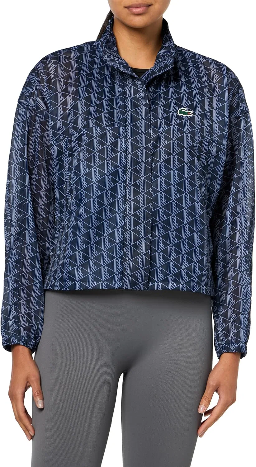 Куртка теннисная Lacoste SPORT, камуфляжный принт, сине-фиолетовая