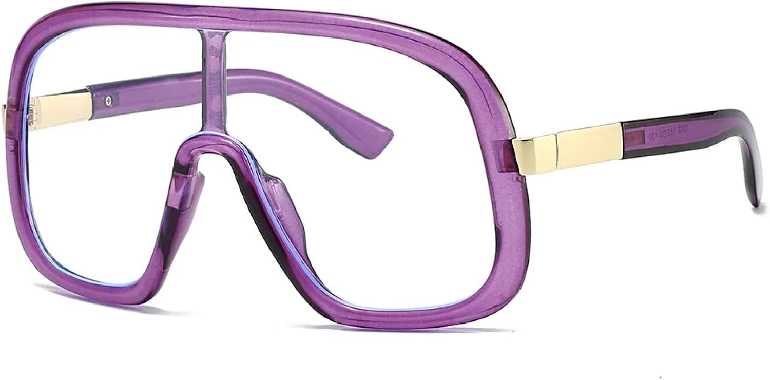 

Винтажные большие цельные солнцезащитные очки для женщин и мужчин в стиле панк, популярные, в крупной оправе, роскошные, с защитой от УФ-излучения UV400 TKKTLLT, Purple Clear