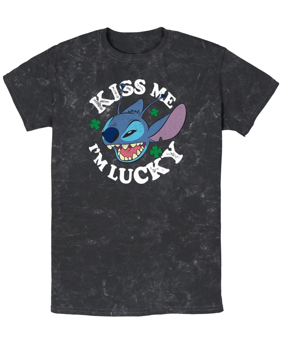 

Мужская футболка с коротким рукавом Disney Lucky Face, цвет минеральная стирка Lilo Stitch, Black, Черный, Мужская футболка с коротким рукавом Disney Lucky Face, цвет минеральная стирка Lilo Stitch, Black