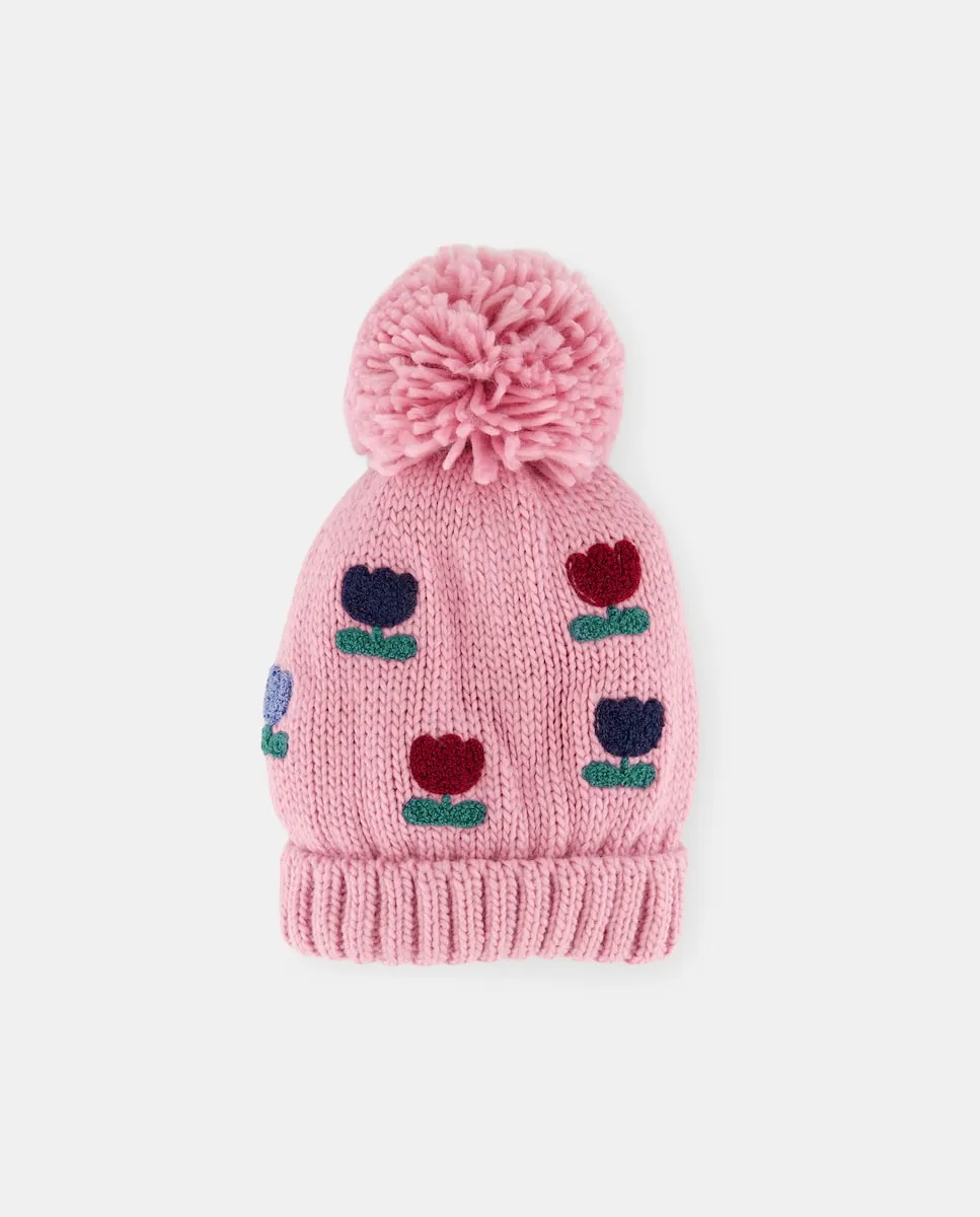 

Детская шапочка жаккард с тюльпанами Kids El Corte Inglés, бледно-розовый