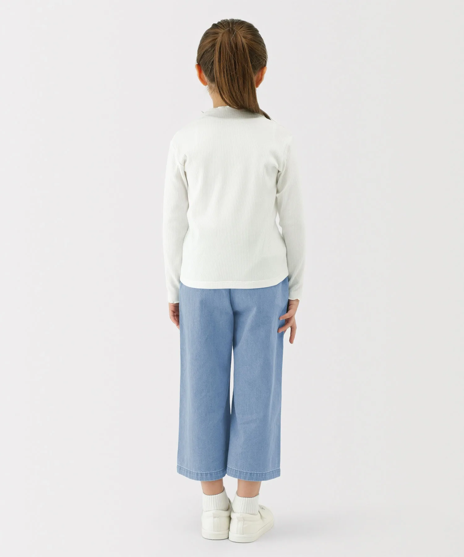 Детские широкие джинсы из органического хлопка Light Ons Denim Wide Pants Muji темно-синие — фото 4