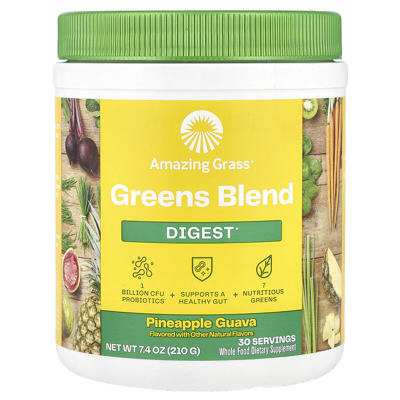 

Amazing Grass, Greens Blend, Digest, ананас и гуава, 210 г (7,4 унции)