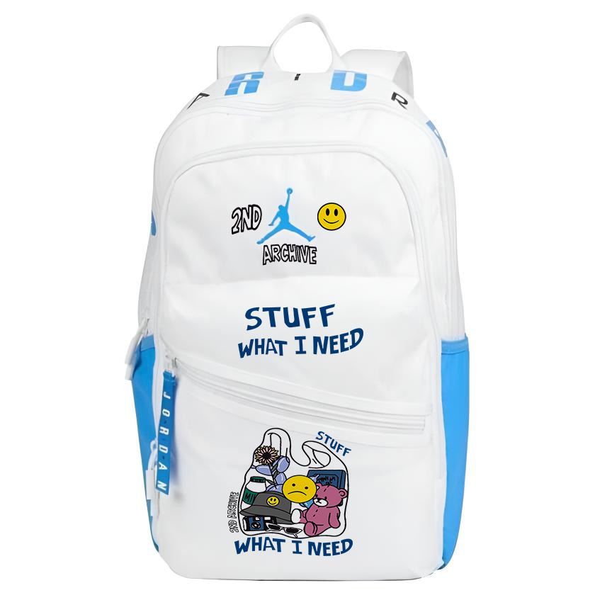 

Jordan Полиэстеровый рюкзак с термопереносом сине-белый унисекс, Smiley Face Trash Bag Bear