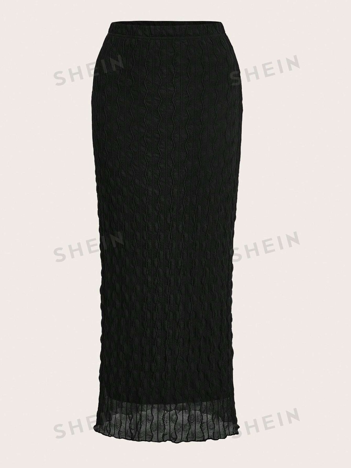 

EZwear Plus Простая юбка с волнистыми краями Shein, черный