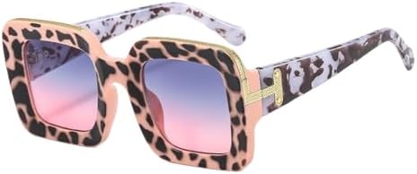 

Крупные солнцезащитные очки для женщин, модные квадратные очки с градиентным переходом, толстые солнцезащитные очки для женщин с защитой от УФ-излучения UV400 MTZJH, Pink Gray Pink