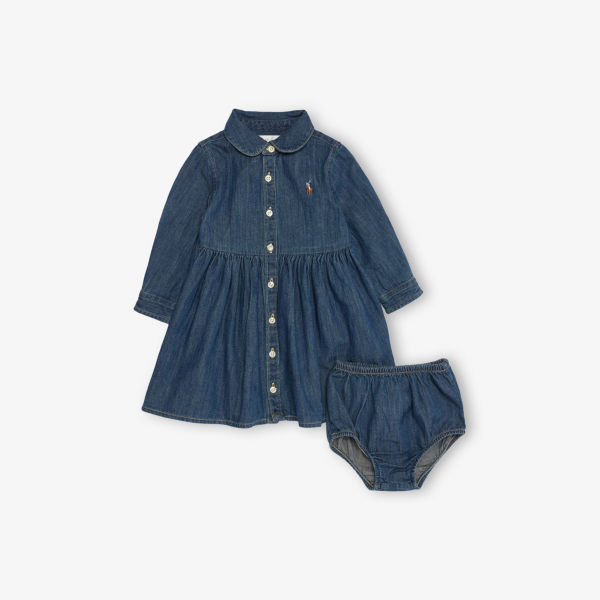 

Платье детское Polo Ralph Lauren с вышитым логотипом, синий
