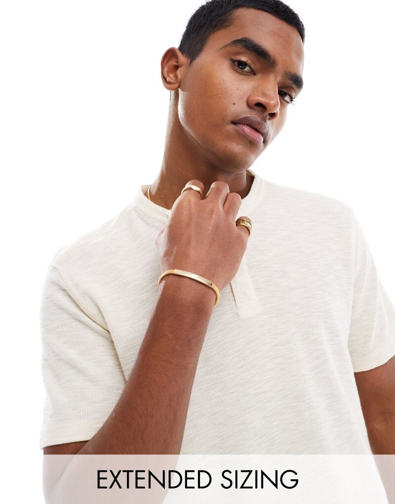

ASOS DESIGN - футболка на пуговицах цвета льна цвета экрю