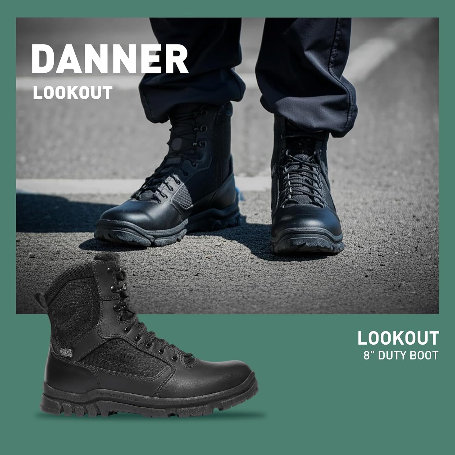 Мужские тактические ботинки Danner Lookout с боковой молнией 8 черные Military — фото 2